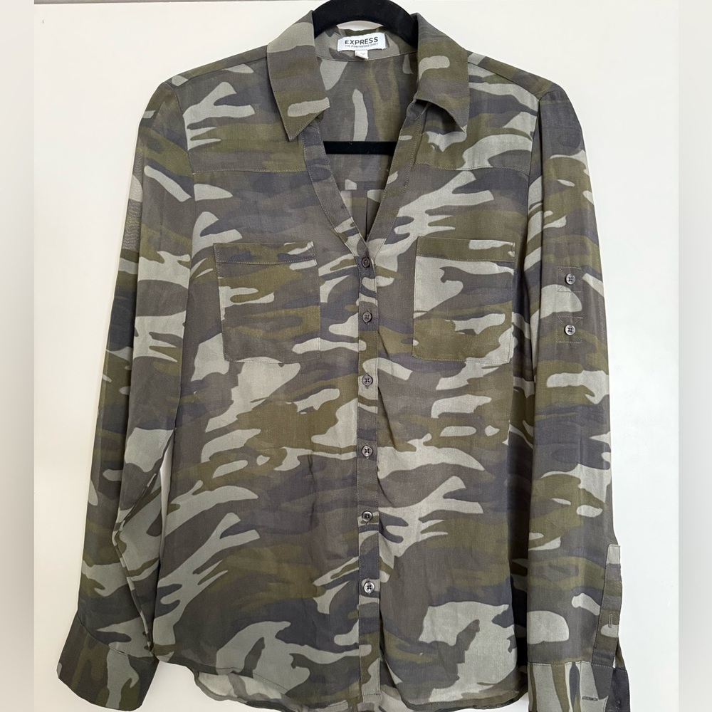 Express | Original Sheer (Camo) Portofino Shirt sz S